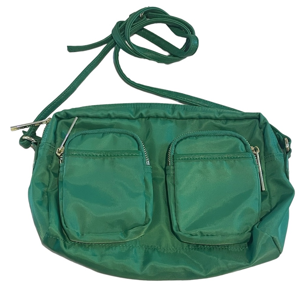 olivia + june green and gold crossbody bag